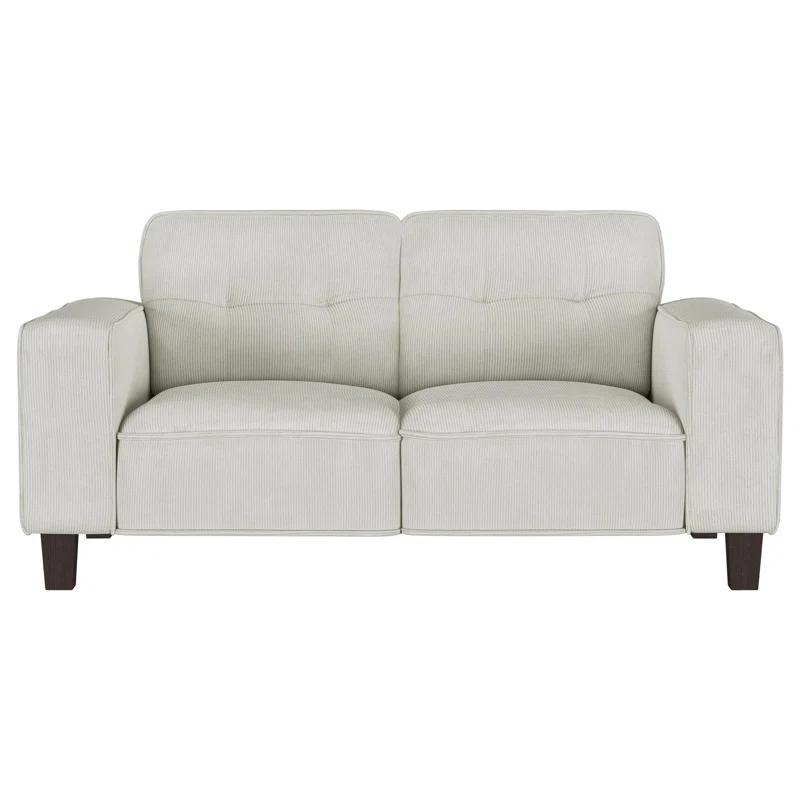 Benjara Dero Loveseat, 58 Inch, Faux Corduroy, Modern Track Arms