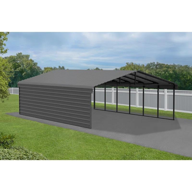Arrow 29 x 20 ft Eggshell Carport with 1-sided Enclosure