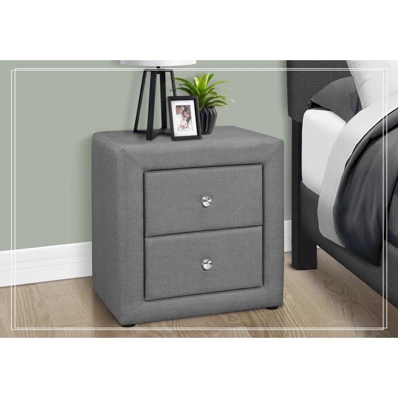 Mercer41 Nightstand, Nightstand, End, Side, Lamp, Storage Drawer, Bedroom, Upholstered, Linen Look, Transitional