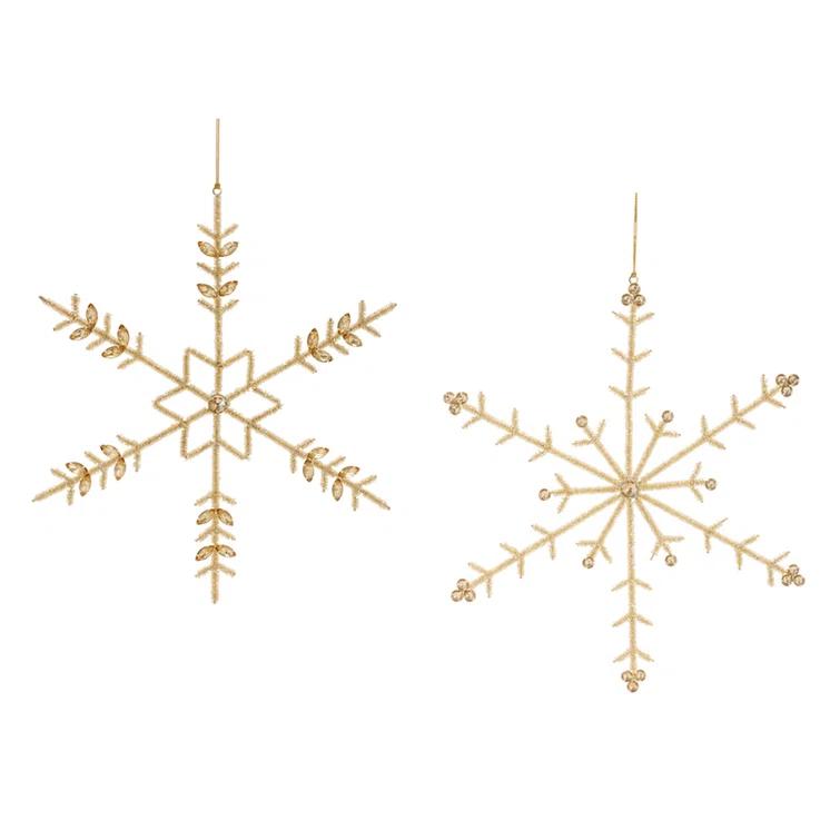 Melrose International Gold Beaded Metal Snowflake Ornament (Set of 6)