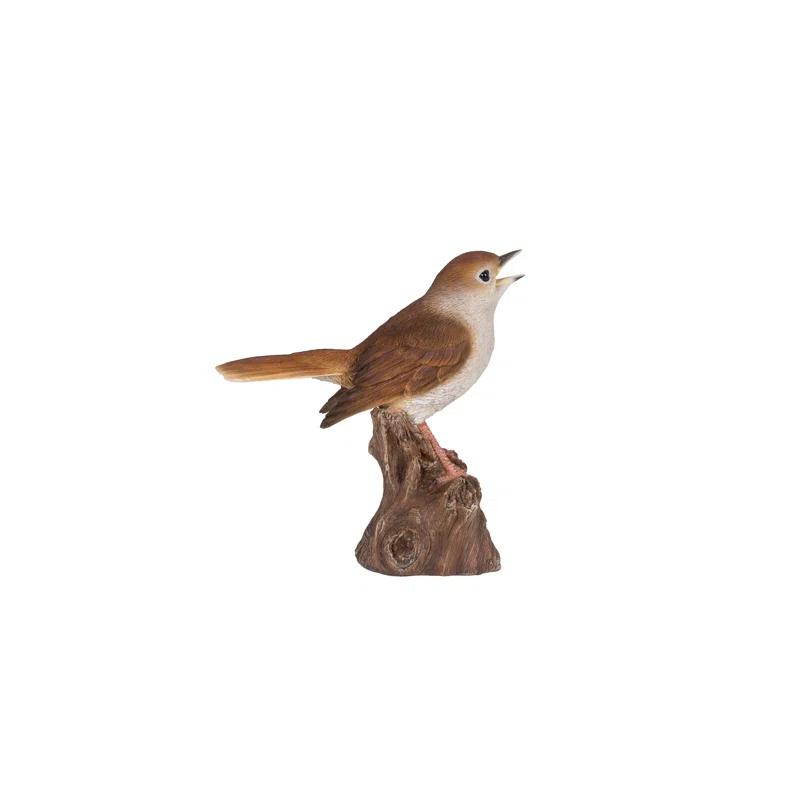 Hi-Line Gift Ltd. Motion Activated Singing Nightingale Standing on Stump