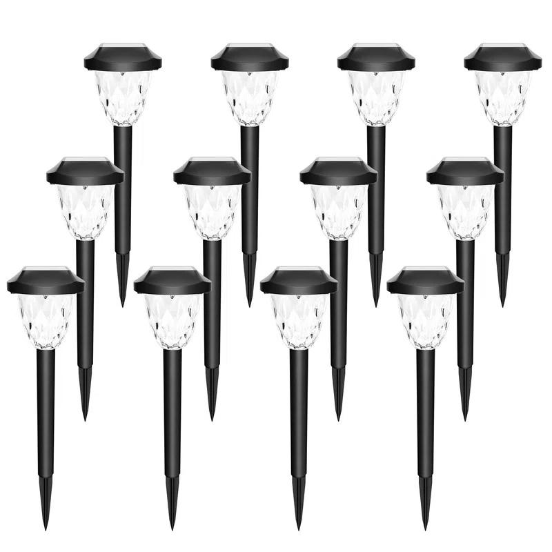 gigalumi 12 Pack Solar Pathway Lights, Waterproof Auto On/Off Outdoor Solar Lights for Garden,Walkway and Driveway,2800K