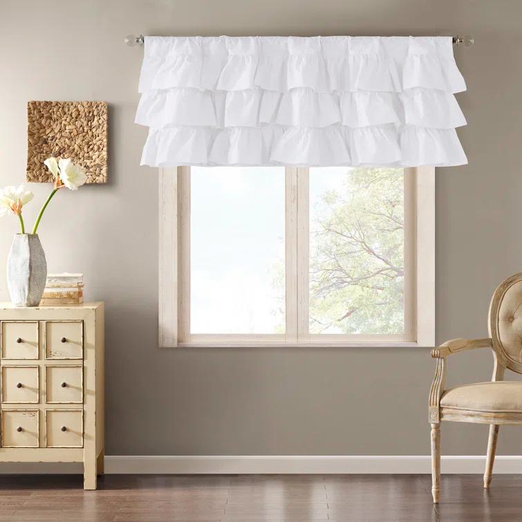 Madison Park Anna Cotton Oversized Ruffle 50" Window Valance