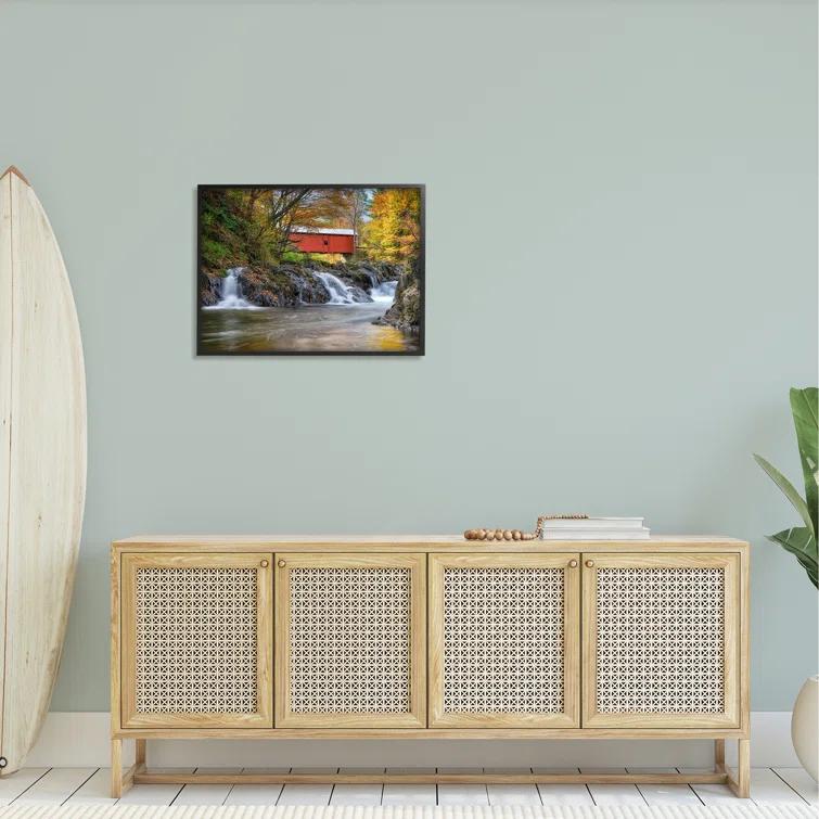 Stupell Industries " Bridge Waterfalls Flowing River Foliage " by Rick Berk