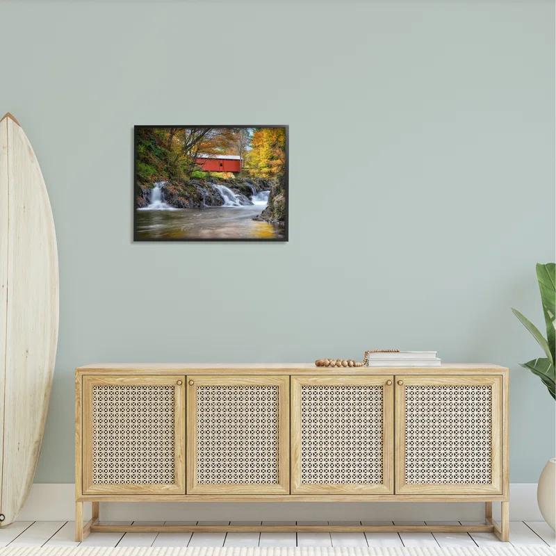 Stupell Industries " Bridge Waterfalls Flowing River Foliage " by Rick Berk