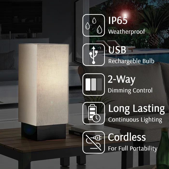 Latitude Run® 23'' Battery Powered Integrated LED Outdoor Table Lamp