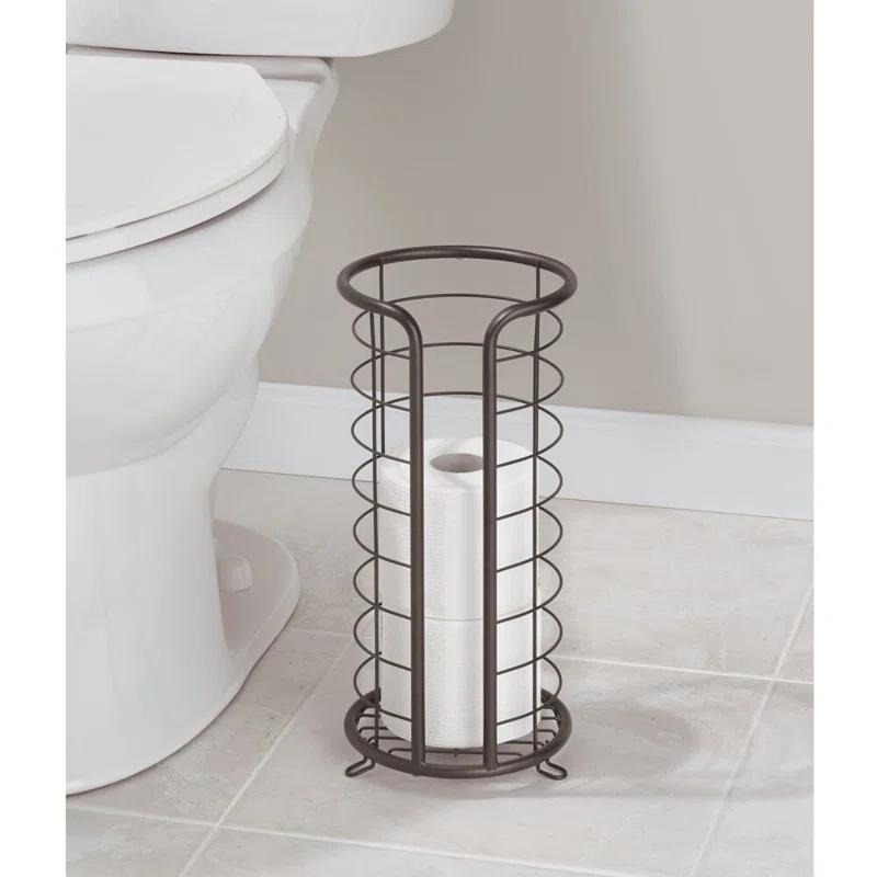 mDesign 5UYG90 mDesign Metal Toilet Paper Holder Stand, Freestanding 3 Roll Reserve