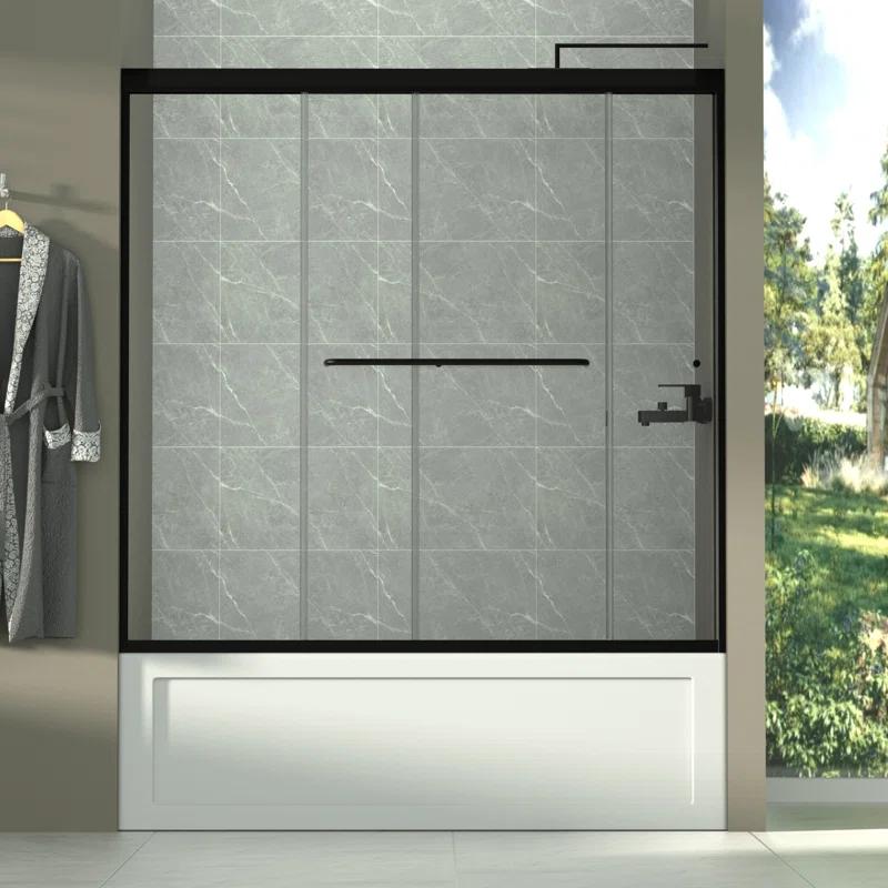 56 - 60 in. W x 58 in. H Semi-Frameless Sliding Bathtub Door in Finish with Clear SGCC Tempered Glass