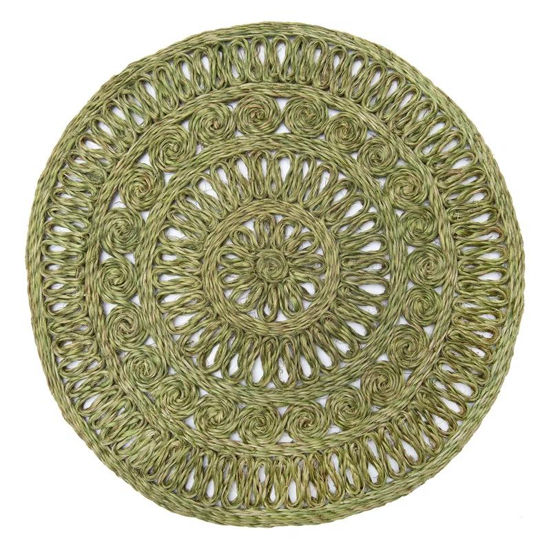 Dakota Fields Circolo Abaca Abaca Geometric Round Placemat (Set of 4)