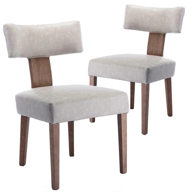 Loon Peak® Mid Century Modern Dining Chairs Set Of 2, Farmhouse PU Leather Upholstered Accent Chair Curved Backrest Kitchen Chairs With Hardwood Frame (Set of 2)