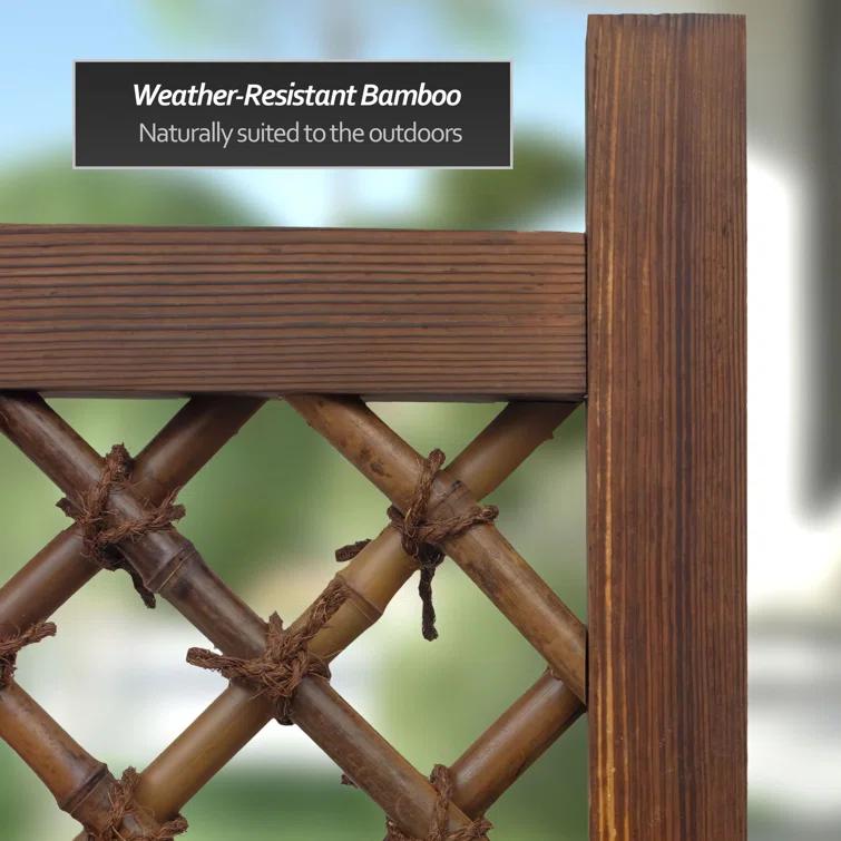 Red Lantern 4 ft. x 5 ft. Kogeta Zen Garden Bamboo Fence Panel