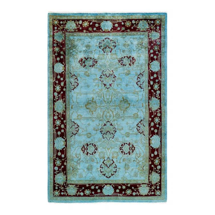 Isabelline Osbaldo One-of-a-Kind 4' 0" X 6' 4" New Age Wool Area Rug Blue