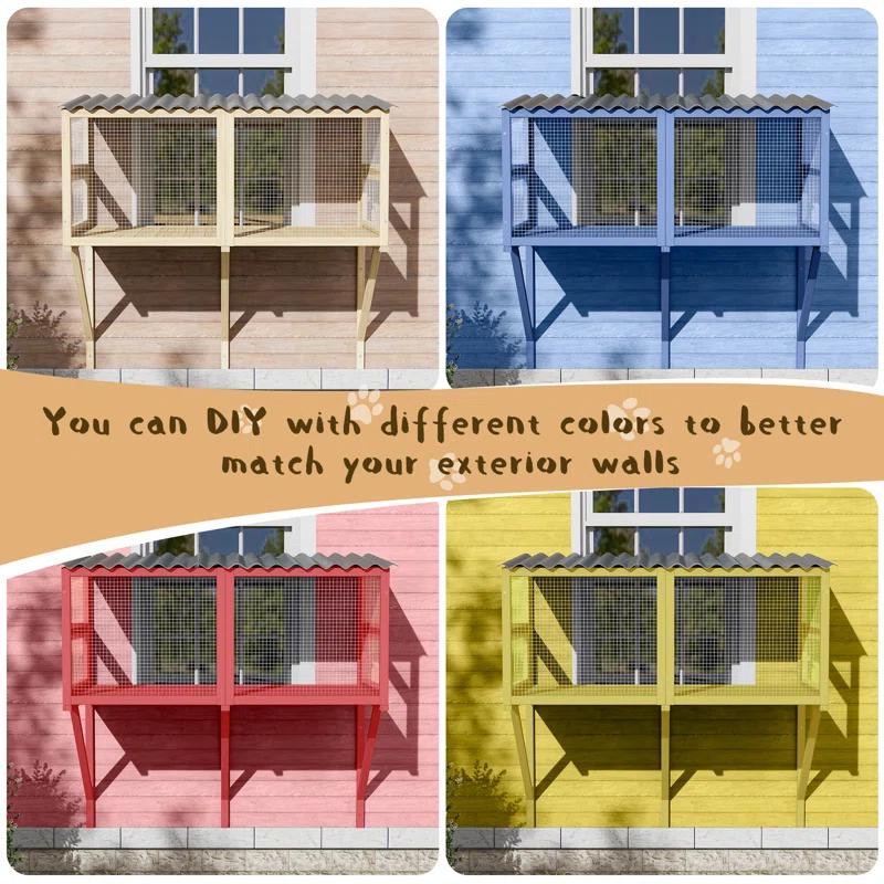 Tucker Murphy Pet™ Cat Catio,Cat Window Perch for Large Indoor Cats - Expandable Wooden Cat Window Box Enclosure for Multi Cats,