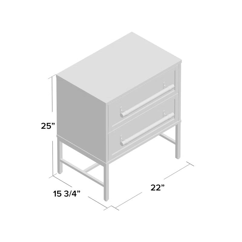 Hopper Studio Hopper Studio Sophia Solid Wood 2-Drawer Rattan Nightstand, Stylish Storage For Modern Homes