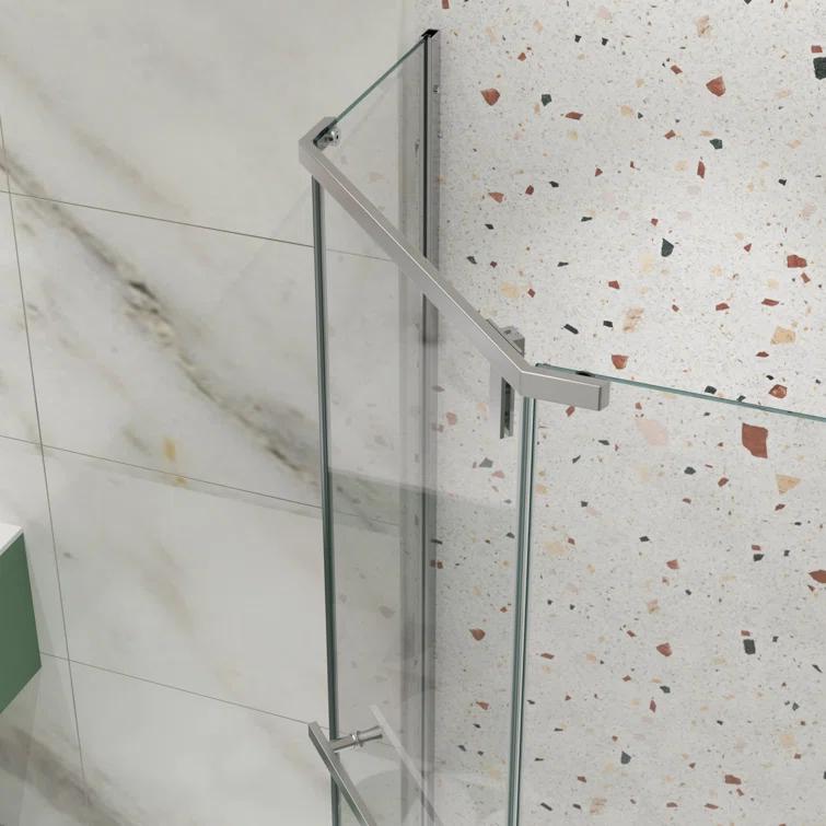 34.75"W x 72"H Swivel Shower Door with 1/4’ Tempered Glass, Frameless Shower Enclosure