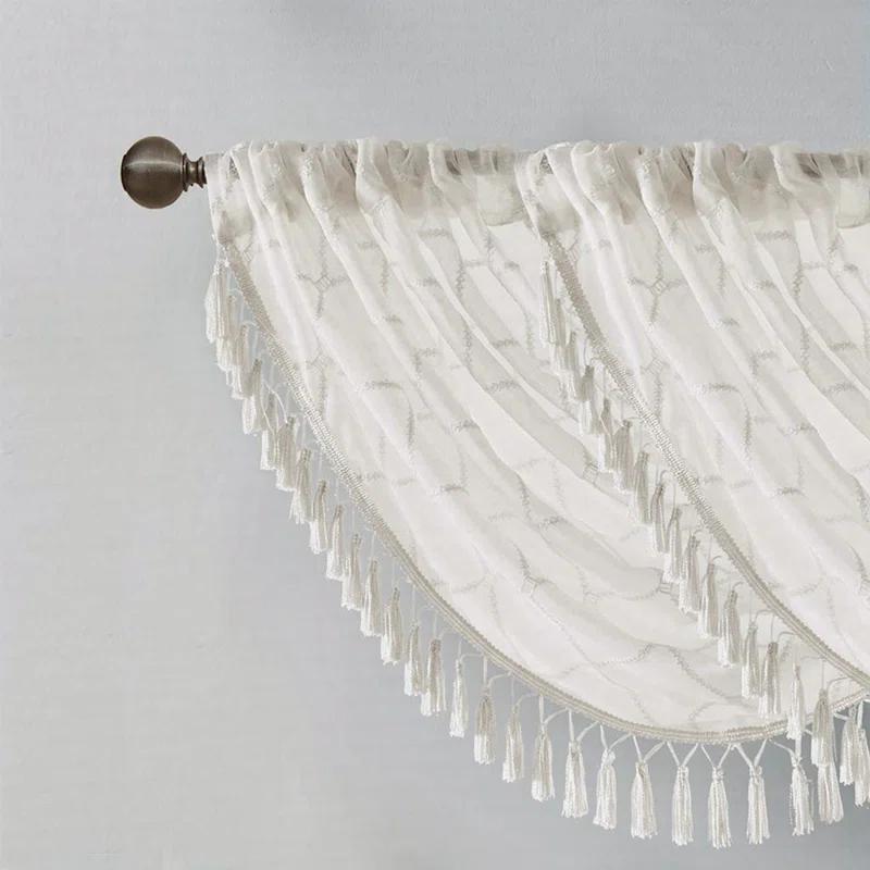YD Teck Diamond Sheer Embroidered Waterfall Valance 38X46"