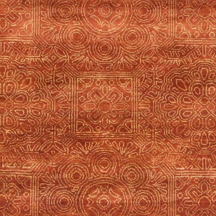 Hand-Knotted Classic Red Wool 66" x 42" Area Rug with Fringe Detail
