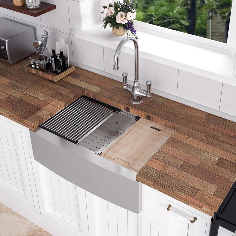 36'' L Farmhouse / Apron Single Bowl Stainless Steel Kitchen Sink