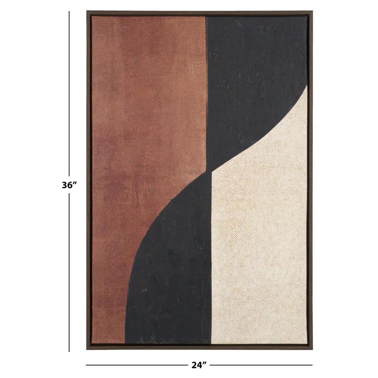 Meet Me Halfway 24" x 36" Burnt Orange and Black Abstract Canvas Art