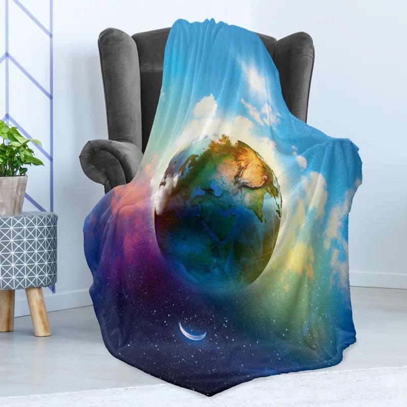 Ambesonne Ambesonne Space Fleece Throw Blanket Cosmos Vibrant SceneryBlue Violet