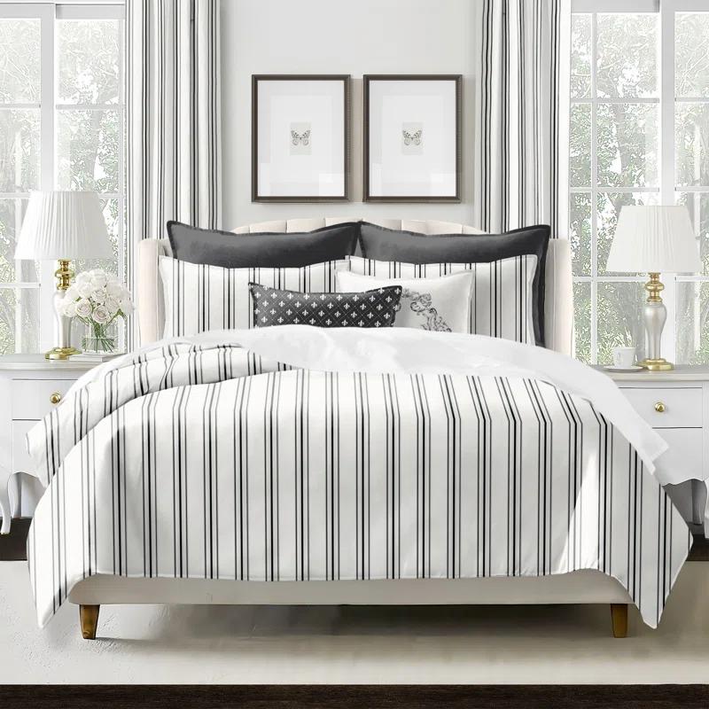 6ix Tailors Fine Linens August Stripe Reversible Cotton Comforter Set | Wayfair