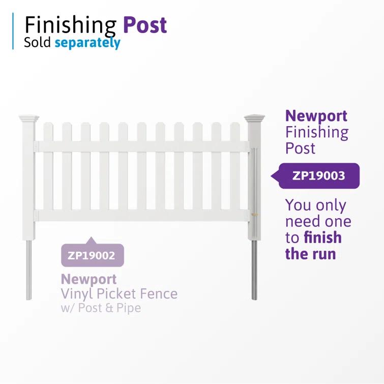 WamBam No-Dig Fence 3ft H x 6ft W (1 Panel + 1 Post) No Dig WamBam Newport Fence Kit, White Vinyl Picket Fence, Easy Install Outdoor Fence for Backyard or Patio, DIY Decorative Fencing, ZP19002