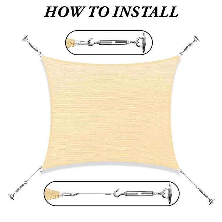 ColourTree Colourtree Sun Shade Sail Rectangle Canopy Fabric Cloth Screen, Water Permeable & UV Block UPF50