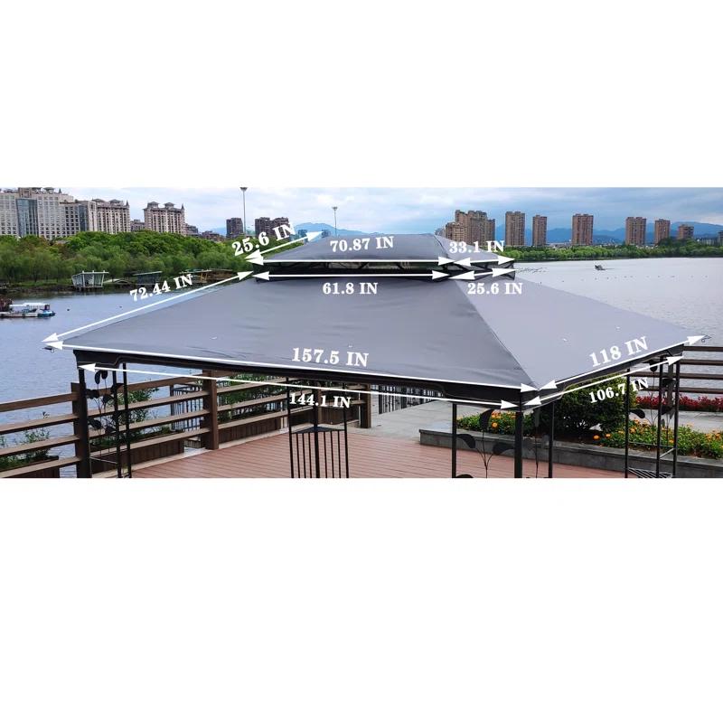 SHANRUGUOJI 13X10 Ft Patio Double Roof Gazebo Replacement Canopy Top Fabric