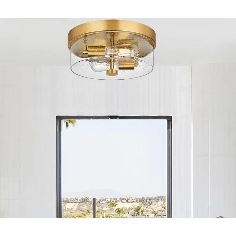 Flush Mount Ceiling Light Fixtures, 2-Light and Ceiling Mount for Farmhouse with Glass Lampshade