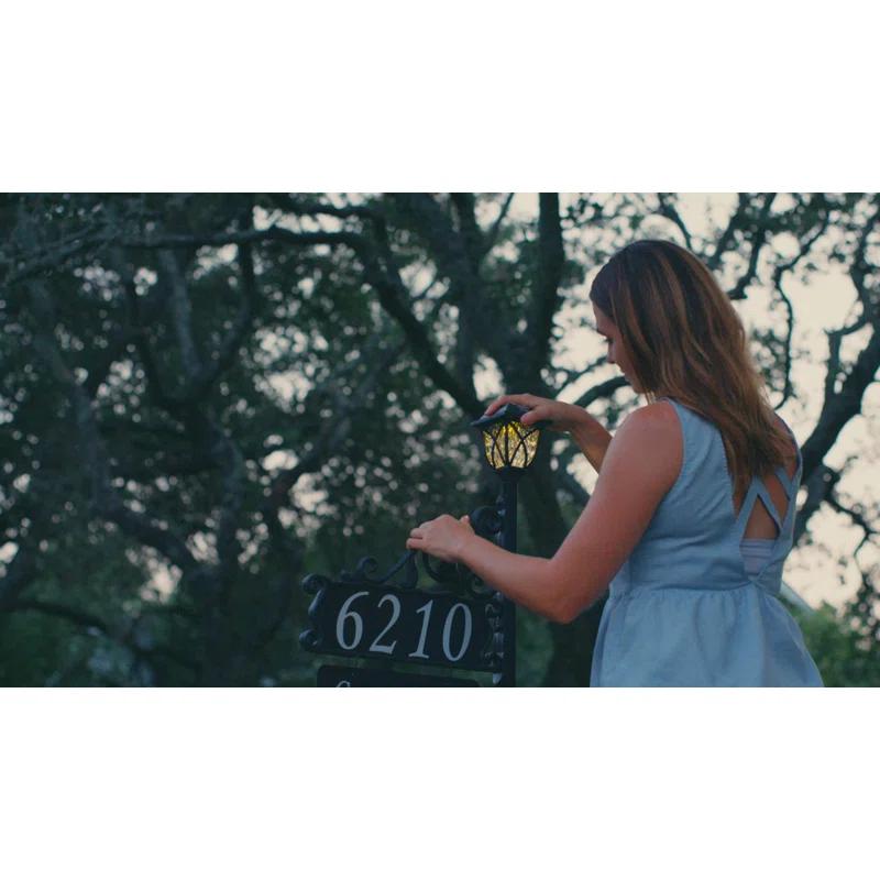 Address America Double-Sided Reflective Boardwalk Lawn Address Sign With Name Rider And LED Solar Light on 58" Pole