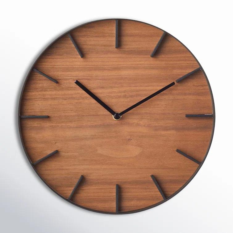 Rin Yamazaki Home Wall Clock, Modern Wood Home Decoration, Steel + Wood, Step Motion Second