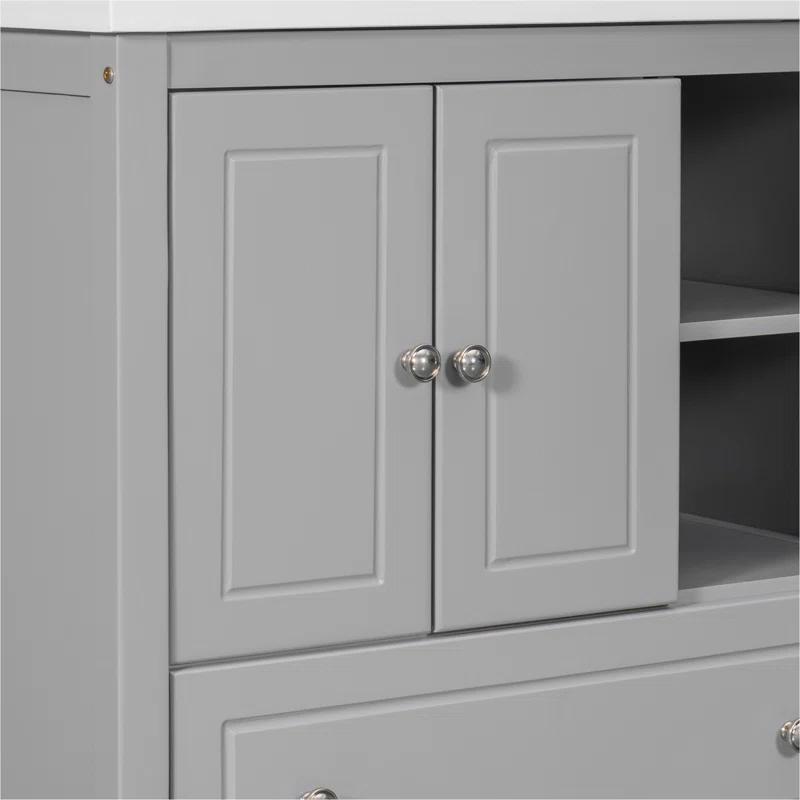 Tech Cube 30" Bathroom Vanity Base Only, Solid Wood Frame, Bathroom Storage Cabinet With Doors And Drawers