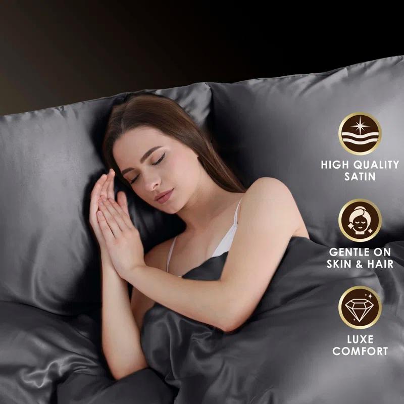 Seduction Martex Elegance Satin Silk Sheet Set Hotel Quality - Super Soft & Breathable Good For Hair & Skin