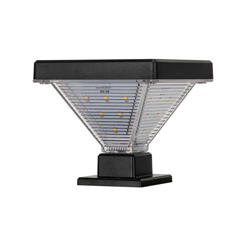 Luxor Black 4x4 and 5x5 Solar LED Deck Post Cap Light with Warm White and Hi/Lo Mode for Backyard and Wood Fence(2-Pack) (Set of 2)