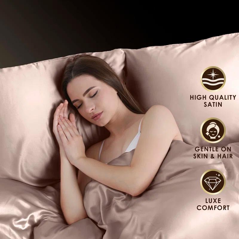 Seduction Martex Elegance Satin Silk Pillowcases Hotel Quality - Super Soft & Breathable Great For Hair And Skin (Set of 2)