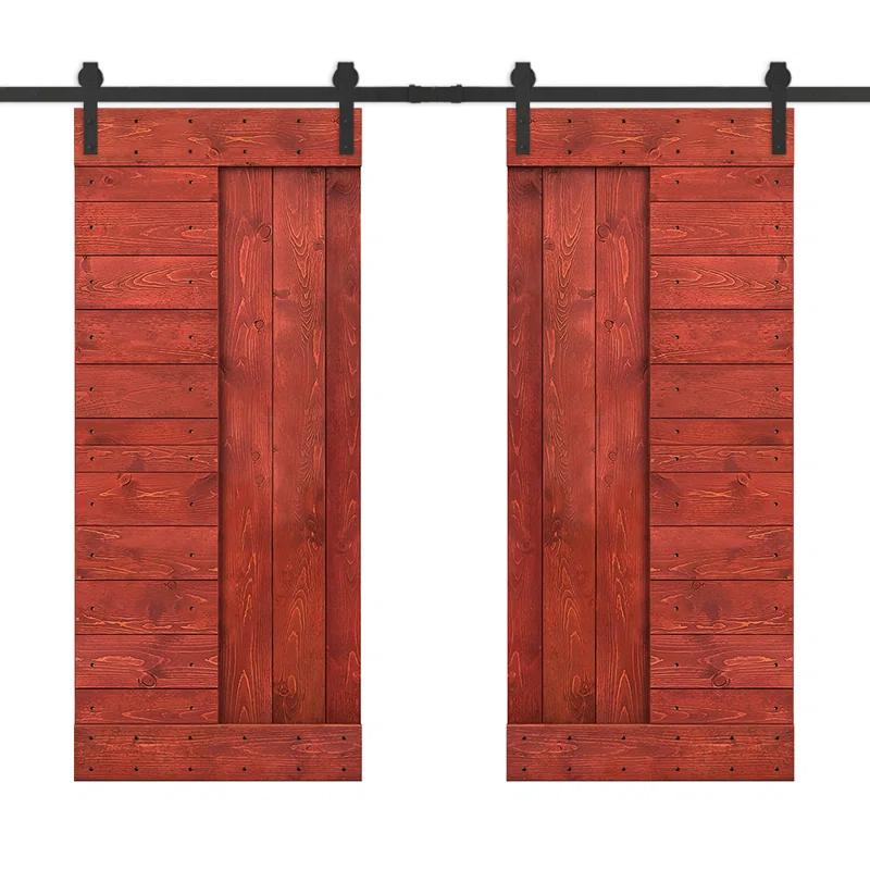 Calhome 84'' Solid Wood Paneled Painted with Installation Hardware Kit Barn Door