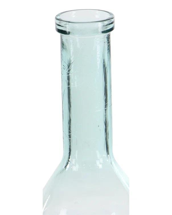 Highland Dunes Recycled Glass Handmade Spanish Decorative Blue Vase