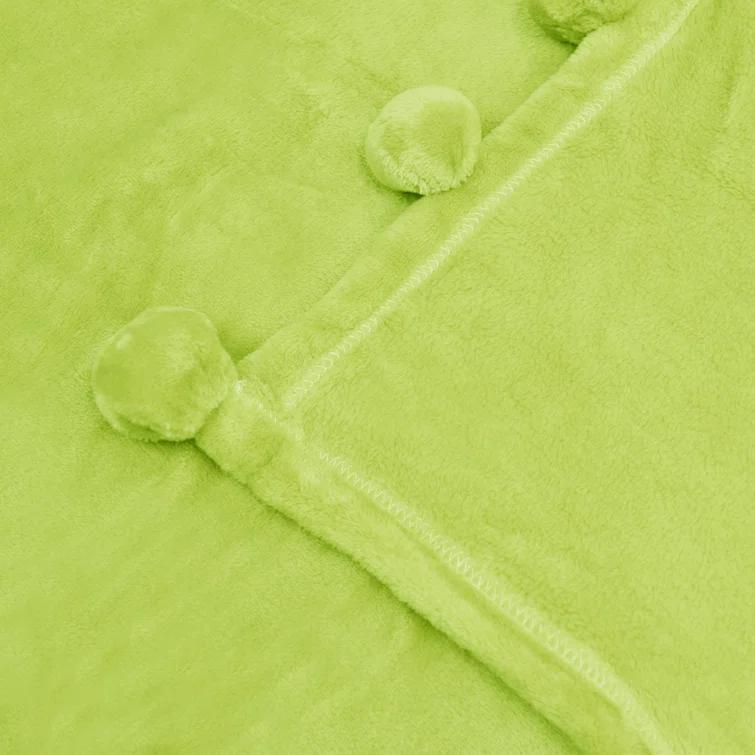 Home Soft Things Flannel Fleece Pom Pom Blanket