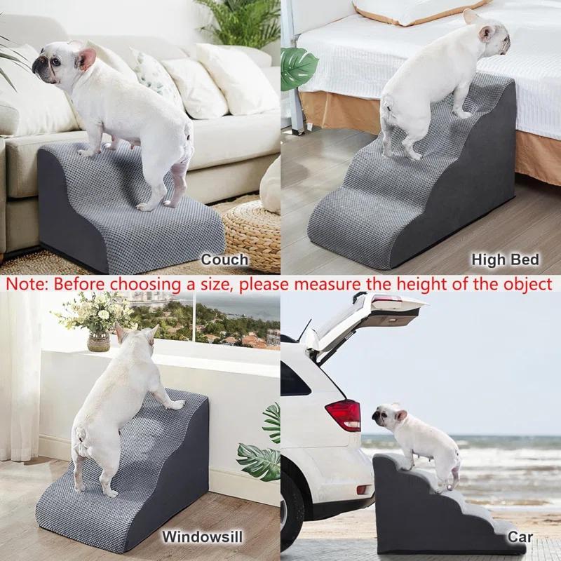 Tucker Murphy Pet™ Dog Stairs Ramps To High Beds And Couch Up To 24'', Dog Step For Small Large Dog With High-Density Foam, 4-Step Pet Stairs With Non-Slip Bottom For Puppy And Cat, Gifts Lint Roller For Dogs