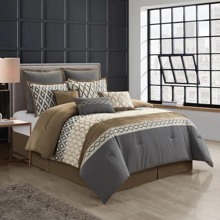 Nanshing America, Inc Caval 10 Piece Jacquard Comforter Set
