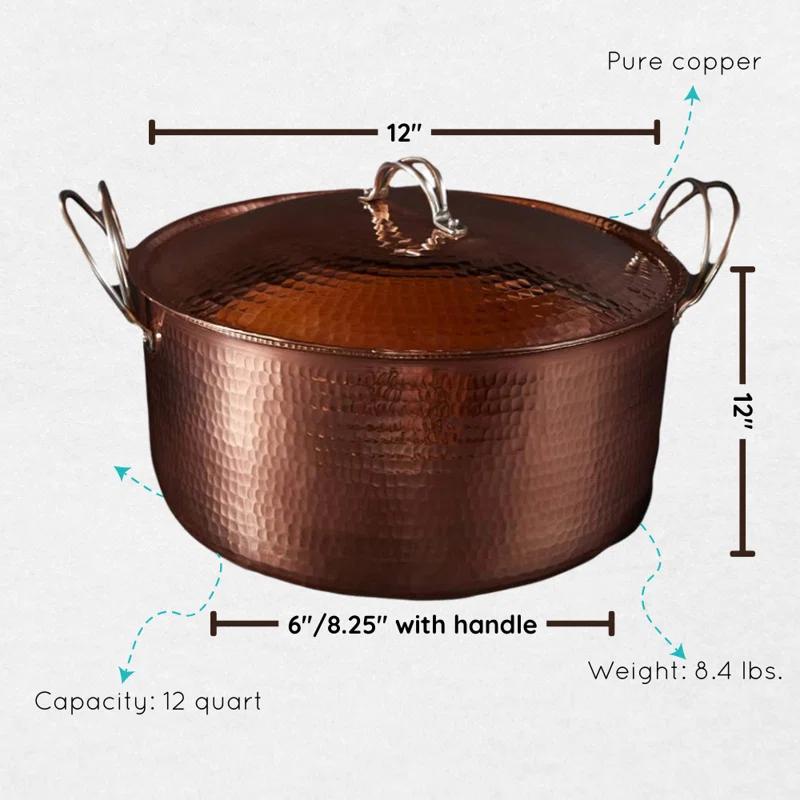 Sertodo Copper Beautiful and Big Copper Dutch Ovens, 12 quart