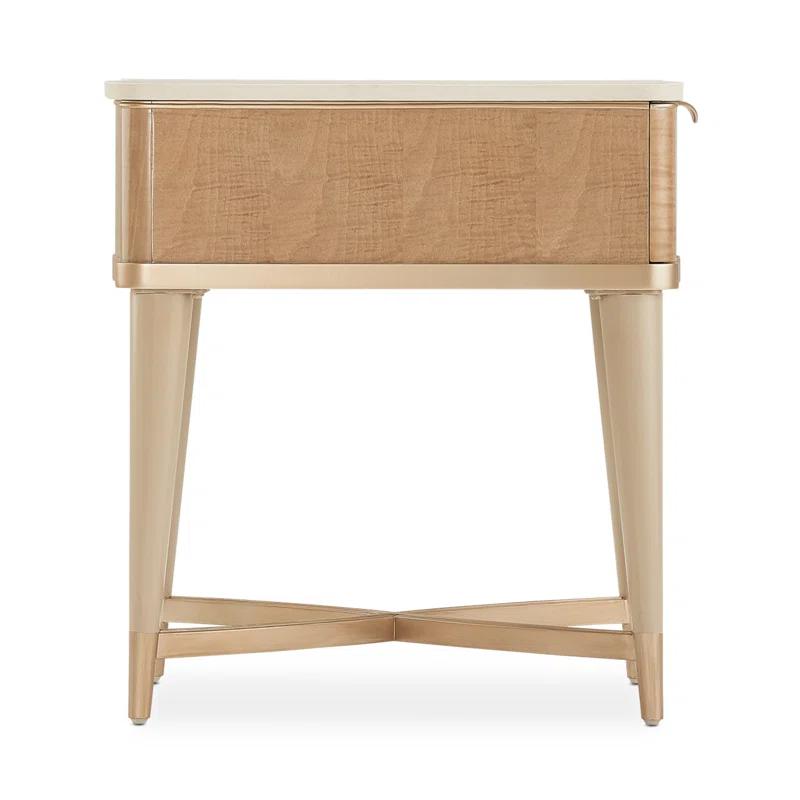 Michael Amini Malibu Crest Marble Top End Table with Storage