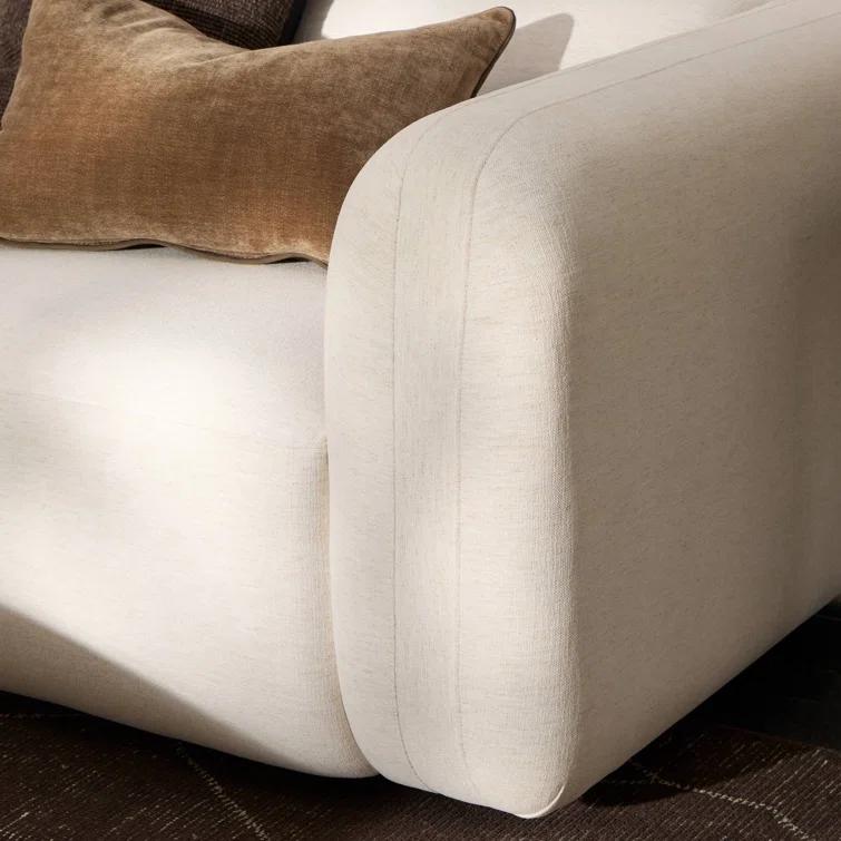 Nara 96'' Off-White Linen Tuxedo Arm Sofa
