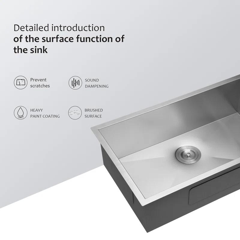 32 Inch Undermount Sink - 32"X19"X9" Undermount Stainless Steel Kitchen Sink 18 Gauge 9 Inch Deep Single Bowl Kitchen Sink Basin