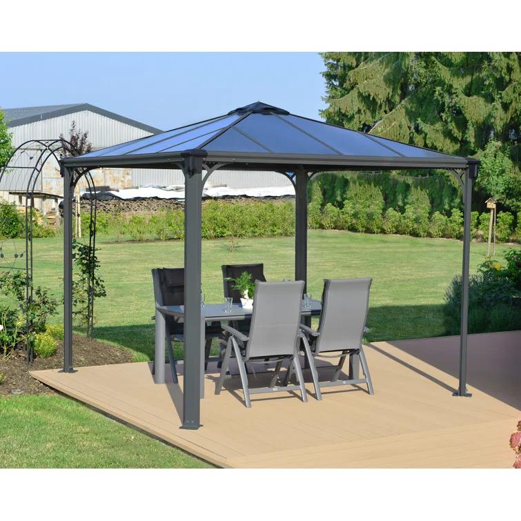 Canopia Palram - Canopia Palermo 10' X 10' Aluminum Hardtop Gazebo With Polycarbonate Roof Panels Durable Outdoor Patio Shelter Gray/Bronze
