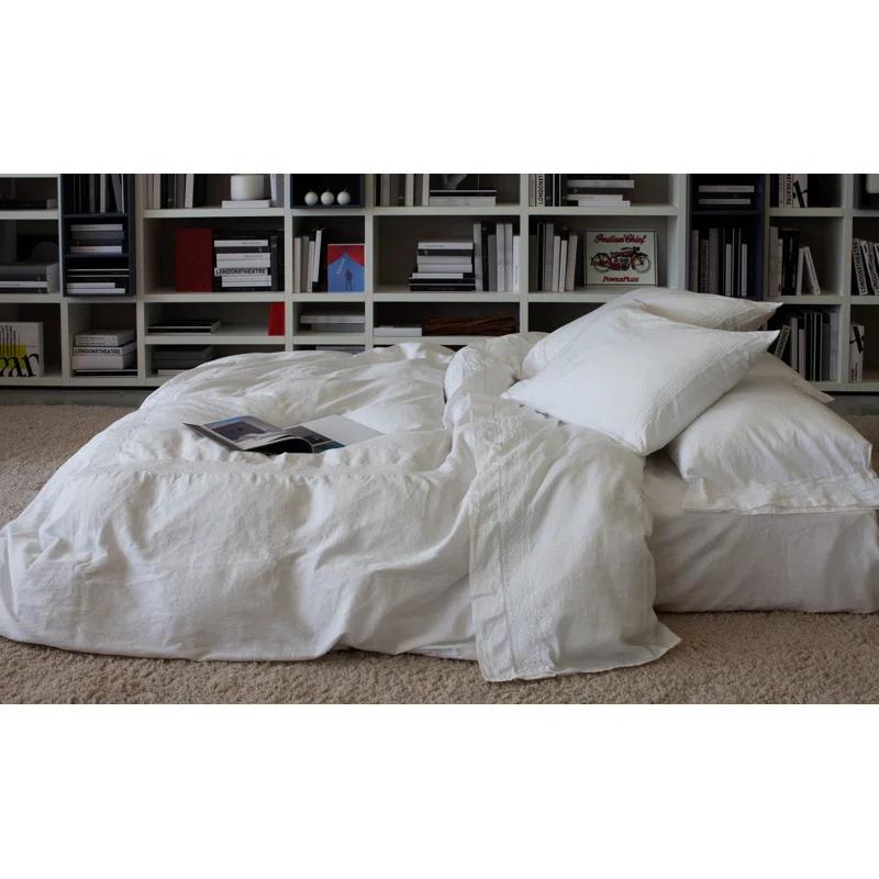 Viola White Egyptian Cotton King Lace Pillow Sham