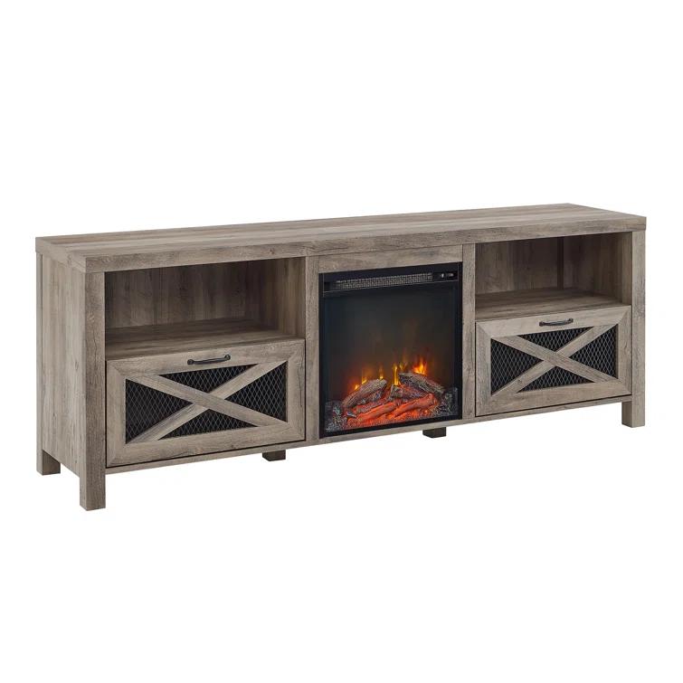 Gracie Oaks Tansey 70" Media Console with Electric Fireplace