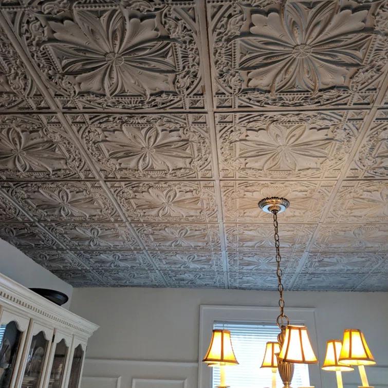 FromPlainToBeautifulInHours Milan 24'' L x 24'' W Textured PVC Drop-In & Glue Up Ceiling Tile Ceiling Tile (Set of 25)