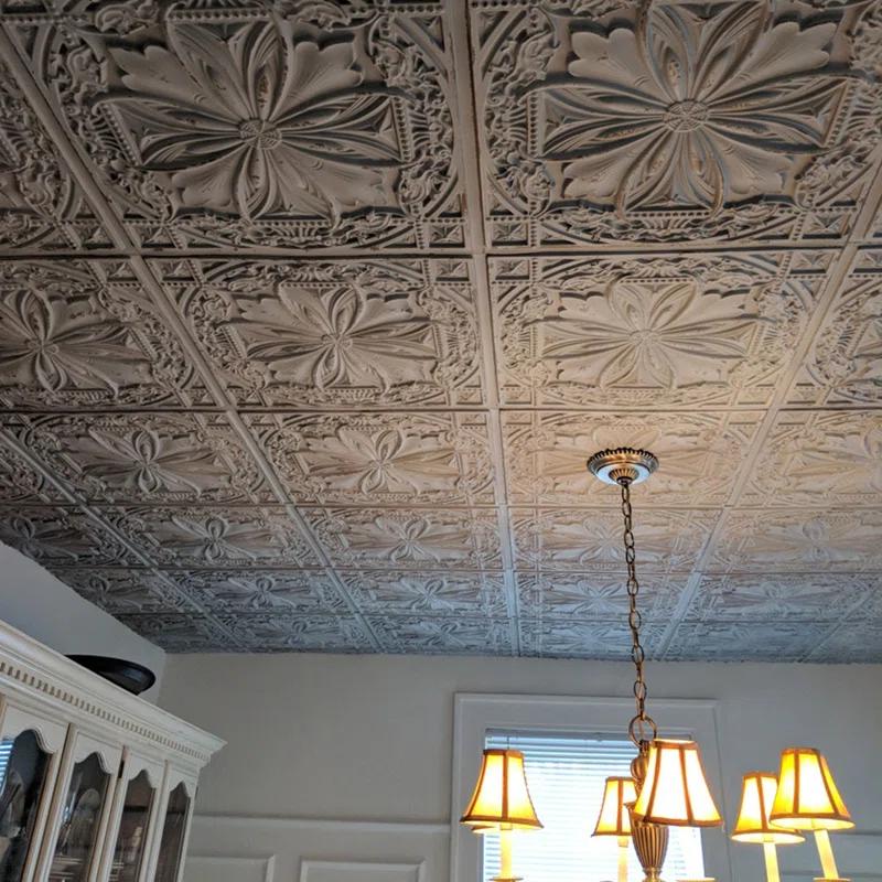 FromPlainToBeautifulInHours Milan 24'' L x 24'' W Textured PVC Drop-In & Glue Up Ceiling Tile Ceiling Tile (Set of 25)