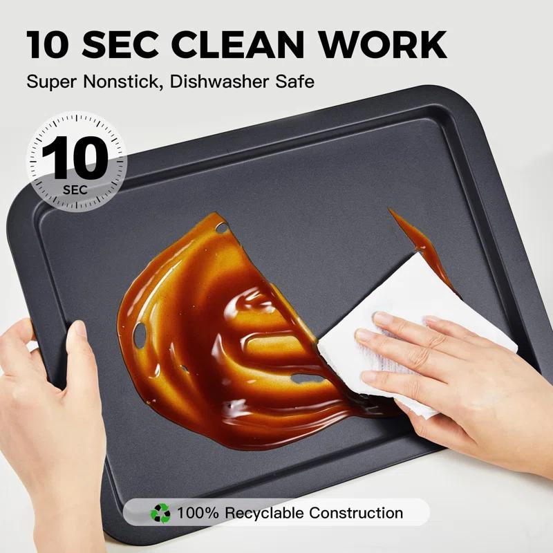 APPENIN WINTER PARK CORP Baking Sheet Pan Set, Cookie Sheet For Oven, Nonstick Bakeware Sets With Wider Grips, 3 Pack Half/Jelly Roll/Quarter Baking Tray, Premium, Dishwasher Safe - Dark Grey